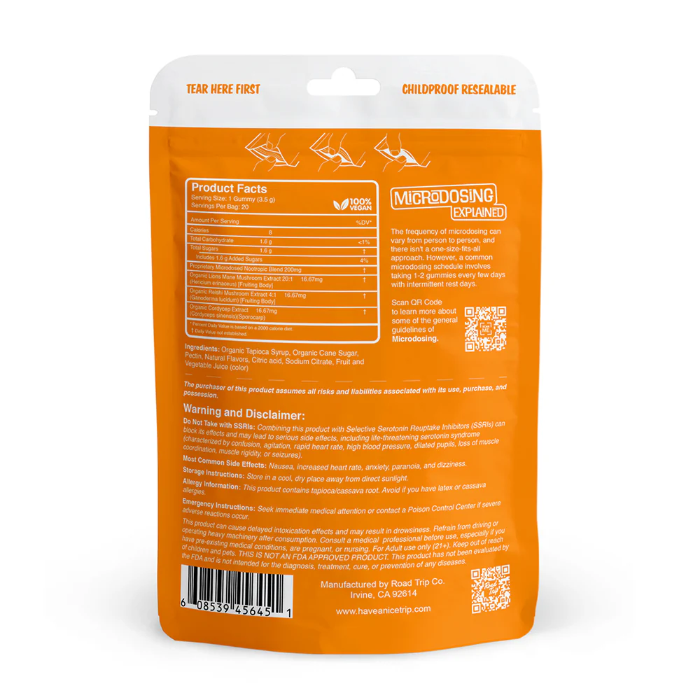 Road Trip - MICRODOSED Gummies + Functional Mushrooms - Orange - Image 3